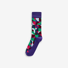 Load image into Gallery viewer, Bright Red/Green Geo Pattern Socks 5 Pack
