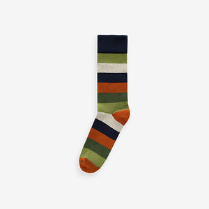 Striped 5 Pack Cushioned Sole Comfort Socks