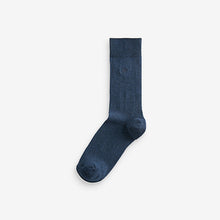 Load image into Gallery viewer, Navy Blue Marl 5 Pack Embroidered Lasting Fresh Socks
