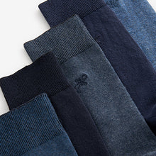 Load image into Gallery viewer, Navy Blue Marl 5 Pack Embroidered Lasting Fresh Socks

