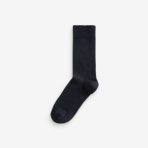 Navy Blue Marl 5 Pack Embroidered Lasting Fresh Socks