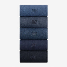 Load image into Gallery viewer, Navy Blue Marl 5 Pack Embroidered Lasting Fresh Socks
