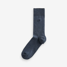Load image into Gallery viewer, Navy Blue Marl 5 Pack Embroidered Lasting Fresh Socks
