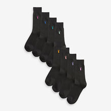 Load image into Gallery viewer, Black 8 Pack Multi Stag Lasting Fresh Embroidered Socks
