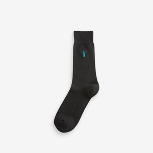 Black 8 Pack Multi Stag Lasting Fresh Embroidered Socks