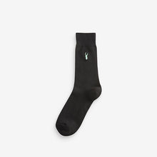 Load image into Gallery viewer, Black 8 Pack Multi Stag Lasting Fresh Embroidered Socks
