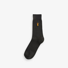 Load image into Gallery viewer, Black 8 Pack Multi Stag Lasting Fresh Embroidered Socks
