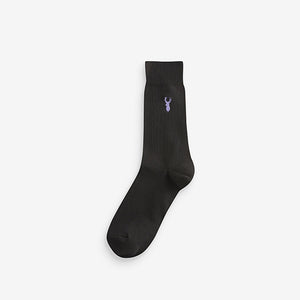Black 8 Pack Multi Stag Lasting Fresh Embroidered Socks