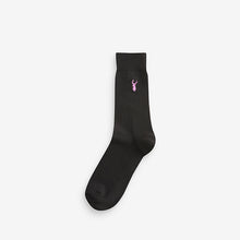 Load image into Gallery viewer, Black 8 Pack Multi Stag Lasting Fresh Embroidered Socks
