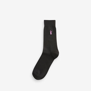 Black 8 Pack Multi Stag Lasting Fresh Embroidered Socks