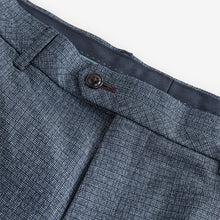 Load image into Gallery viewer, Blue Regular Fit Trimmed Textured Suit Trousers
