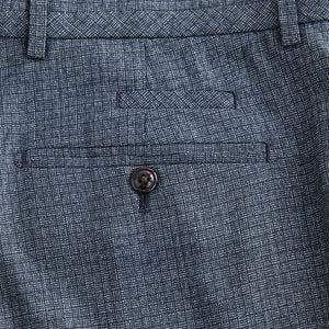 Blue Regular Fit Trimmed Textured Suit Trousers