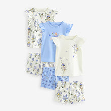 Load image into Gallery viewer, Blue/White Short Pyjamas 3 Pack
