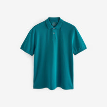 Load image into Gallery viewer, Blue Teal Regular Fit Short Sleeve Pique Polo Shirt
