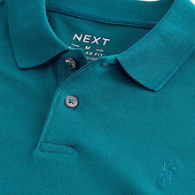 Load image into Gallery viewer, Blue Teal Regular Fit Short Sleeve Pique Polo Shirt
