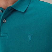Load image into Gallery viewer, Blue Teal Regular Fit Short Sleeve Pique Polo Shirt
