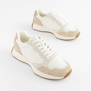White Forever Comfort® Suede Stitch Detail Chunky Trainers