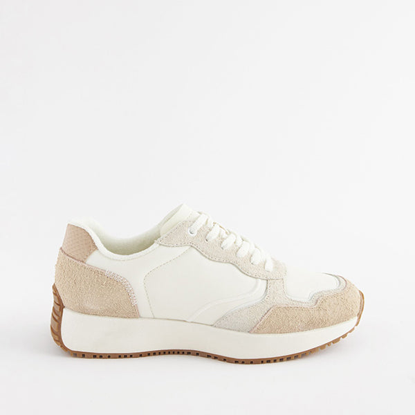 White Forever Comfort® Suede Stitch Detail Chunky Trainers