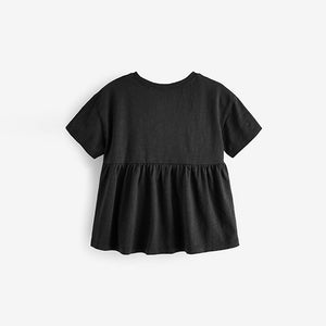 Black 100% Cotton Short Sleeve Empire T-Shirt (3mths-6yrs)