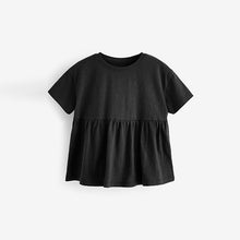 Load image into Gallery viewer, Black 100% Cotton Short Sleeve Empire T-Shirt (3mths-6yrs)
