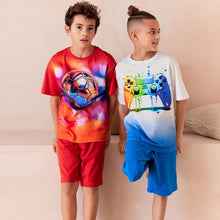 Load image into Gallery viewer, Red/White Gamer and Football Short Pyjamas 2 Pack
