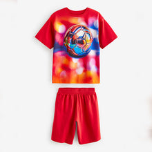 Load image into Gallery viewer, Red/White Gamer and Football Short Pyjamas 2 Pack
