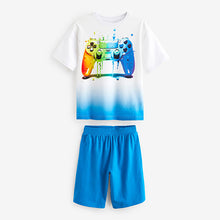 Load image into Gallery viewer, Red/White Gamer and Football Short Pyjamas 2 Pack
