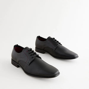 Black Slim Square Embossed Derby Shoes