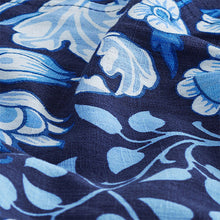 Load image into Gallery viewer, Morris &amp; Co. Hyacinth Navy Floral Tie Neck Linen Blend Summer Dress
