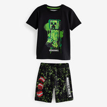 Load image into Gallery viewer, Green/Black Minecraft Short Pyjamas 3 Pack
