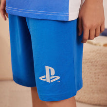 Load image into Gallery viewer, Blue/Black Playstation 100% Cotton Short Pyjamas 2 Pack
