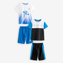 Load image into Gallery viewer, Blue/Black Playstation 100% Cotton Short Pyjamas 2 Pack
