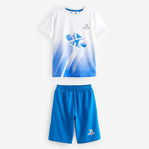 Blue/Black Playstation 100% Cotton Short Pyjamas 2 Pack
