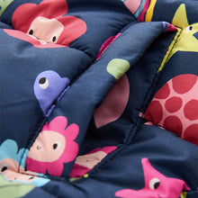 Load image into Gallery viewer, Navy Character Shower Resistant Fleece Lined Hooded Padded Coat (3mths-6yrs)
