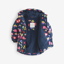 Load image into Gallery viewer, Navy Character Shower Resistant Fleece Lined Hooded Padded Coat (3mths-6yrs)
