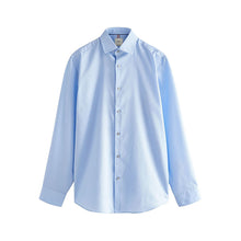Load image into Gallery viewer, Blue Regular Fit Easy Care Textured Single Cuff Smart Shirt
