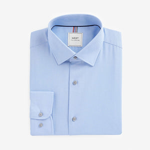 Blue Regular Fit Easy Care Textured Single Cuff Smart Shirt