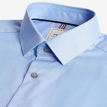 Load image into Gallery viewer, Blue Regular Fit Easy Care Textured Single Cuff Smart Shirt
