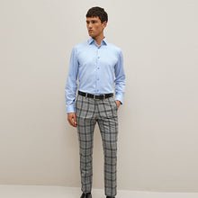 Load image into Gallery viewer, Blue Regular Fit Easy Care Textured Single Cuff Smart Shirt
