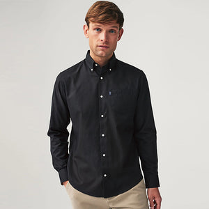 Black Regular Fit Button Down Easy Iron Oxford Shirt