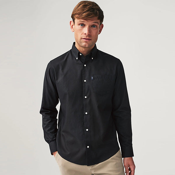Black Regular Fit Button Down Easy Iron Oxford Shirt