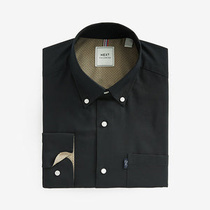 Black Regular Fit Button Down Easy Iron Oxford Shirt