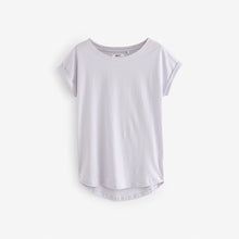 Load image into Gallery viewer, Lilac Purple Round Neck Cap Sleeve 100% Cotton T-Shirt
