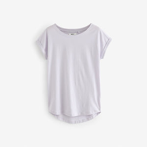 Lilac Purple Round Neck Cap Sleeve 100% Cotton T-Shirt