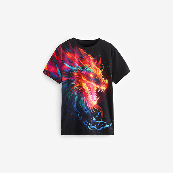 Black Dragon All-Over Print Short Sleeve T-Shirt (4-12yrs)