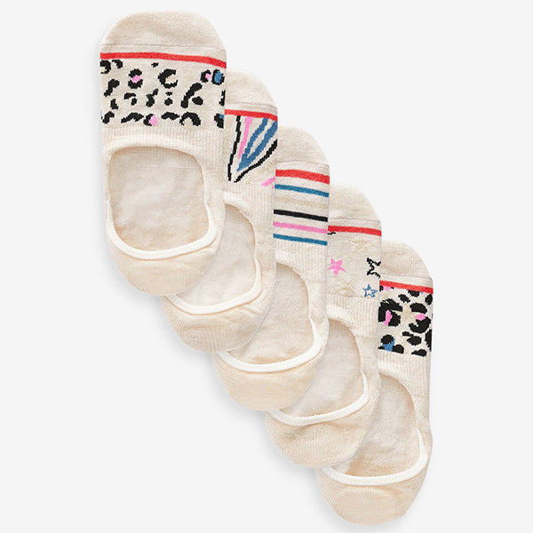 Oatmeal Animal Sparkle Invisible Socks 5 Pack