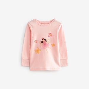 Pink/Cream Fairy Long Sleeve Snuggle Pyjamas 3 Pack (9mths-8yrs)