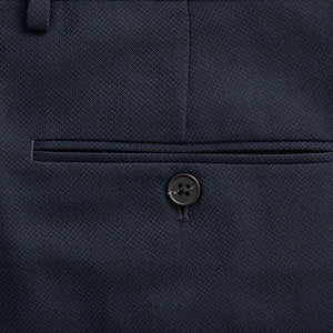 Navy Blue Slim Fit Textured Suit Trousers