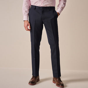 Navy Blue Slim Fit Textured Suit Trousers