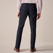 Load image into Gallery viewer, Navy Blue Slim Fit Textured Suit Trousers
